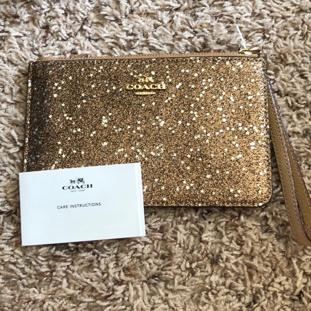 Brand New Gold and Glitter Coach Wristlet